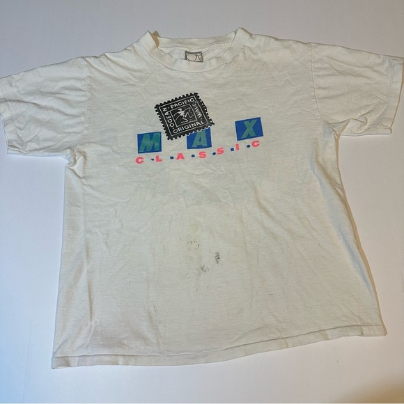 Vintage 1989 Op Ocean Pacific Surf T-Shirt Neon Single Stitch 2 Sided - Picture 1 of 9